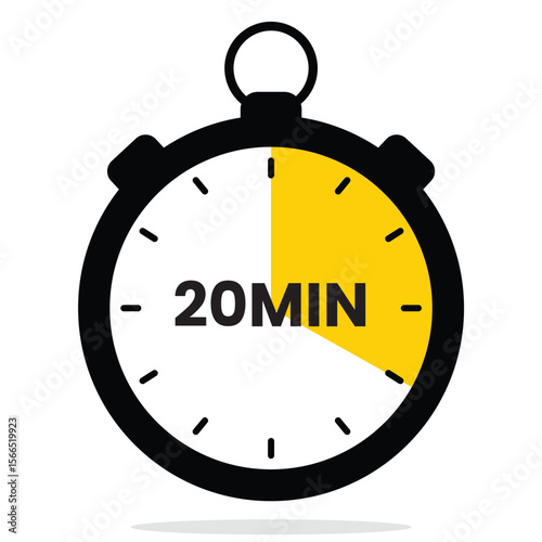 20‑Minute Timer Icon – Flat Vector Stopwatch