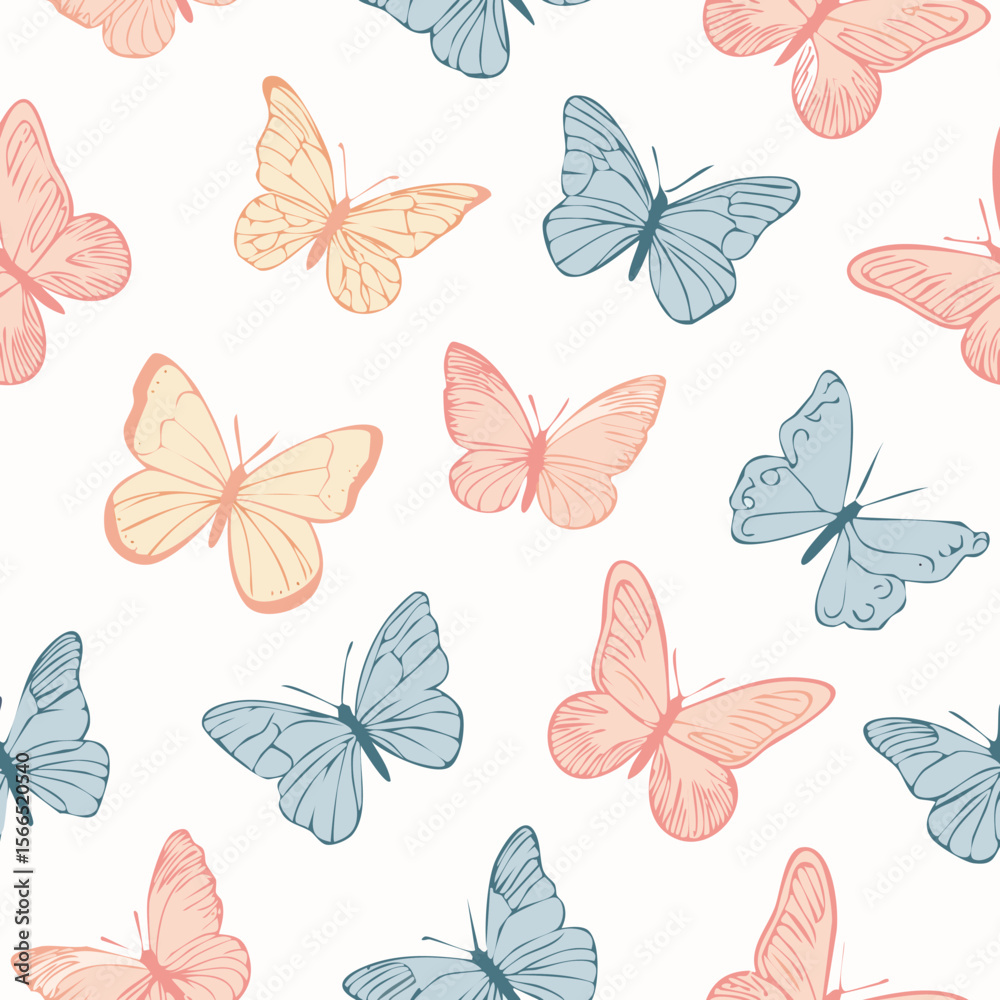 Fototapeta premium Butterfly Pattern – Hand Drawn Vector Illustration