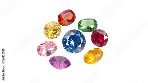 Obraz na płótnie set of different  vibrant colorful gems isolated on transparent background