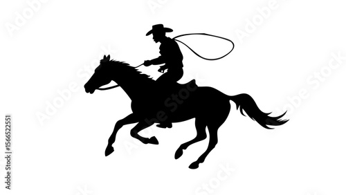 A silhouette of a cowboy riding a horse against a sunset backdrop.  