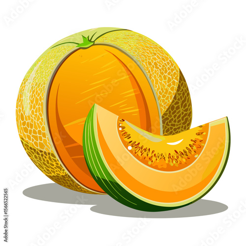 Cantaloupe Vector PNG - Fresh Melon Illustration for Summer Design