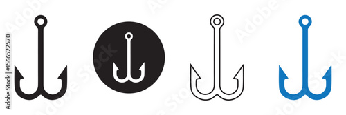Fishing hook silhouette vector illustration. Fishing hook logo silhouette symbol.