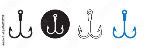 Fishing hook silhouette vector illustration. Fishing hook logo silhouette symbol.