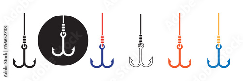 Fishing hook silhouette vector illustration. Fishing hook logo silhouette symbol.