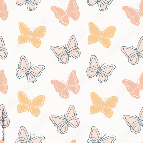 Wallpaper Mural Butterfly Pattern – Hand Drawn Vector Illustration Torontodigital.ca