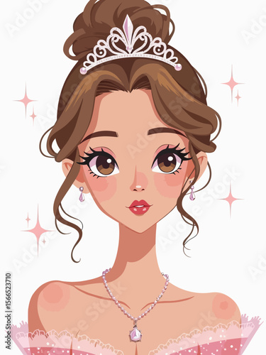 Teenage dainty princess Wearing a tiara and necklace that anyone would recognize as a princess 