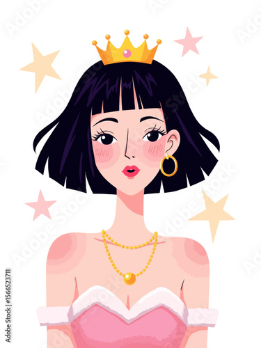 Teenage dainty princess Wearing a tiara and necklace that anyone would recognize as a princess 