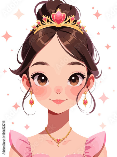 Teenage dainty princess Wearing a tiara and necklace that anyone would recognize as a princess 