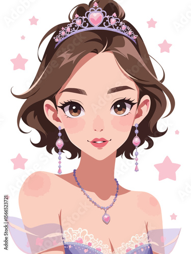 Teenage dainty princess Wearing a tiara and necklace that anyone would recognize as a princess 