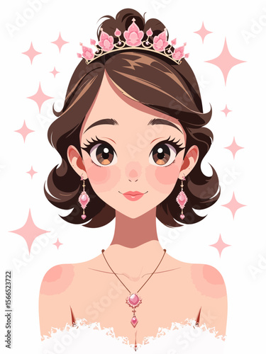 Teenage dainty princess Wearing a tiara and necklace that anyone would recognize as a princess 
