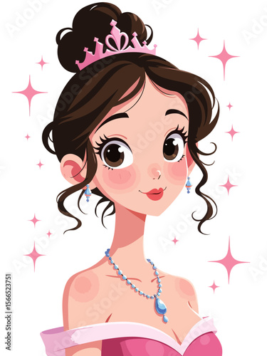 Teenage dainty princess Wearing a tiara and necklace that anyone would recognize as a princess 
