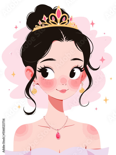 Teenage dainty princess Wearing a tiara and necklace that anyone would recognize as a princess 