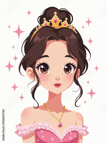 Teenage dainty princess Wearing a tiara and necklace that anyone would recognize as a princess 