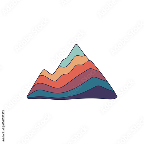 Vector art of colorful mountain layers isolated on white background