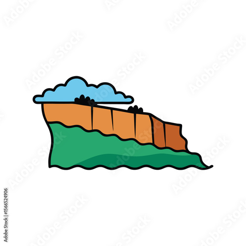 Vector art of a scenic cliff landscape isolated on white background