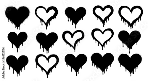 Dripping heart graffiti - vector illustration for urban art and design projects