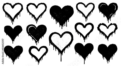 Dripping spray paint heart vector illustration for card and poster design