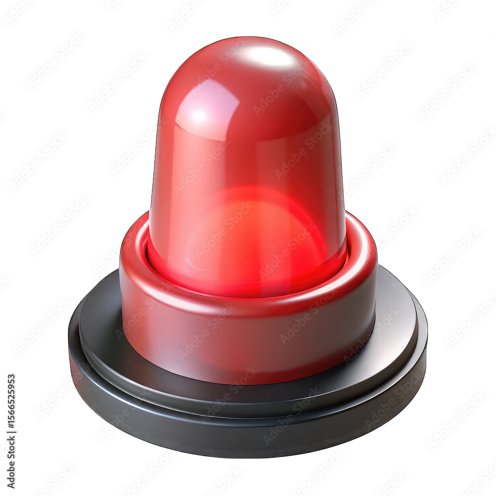 Fototapeta premium Shiny red emergency beacon light isolated on transparent background.