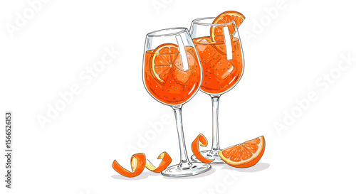 Aperol spritz cocktail vector illustration for summer refreshment poster design