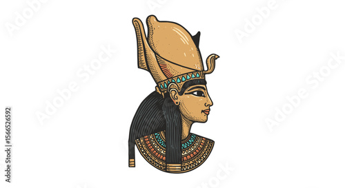 Ancient egyptian pharaoh vector illustration in hand drawn style for historical art design
