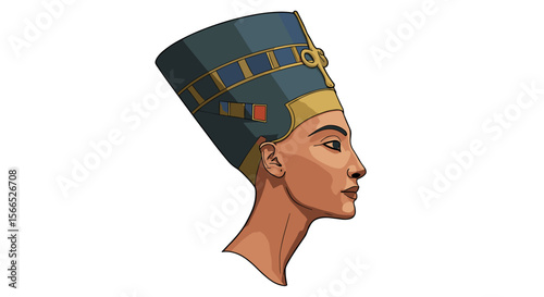 Ancient egyptian queen profile vector illustration in flat style for historical art design