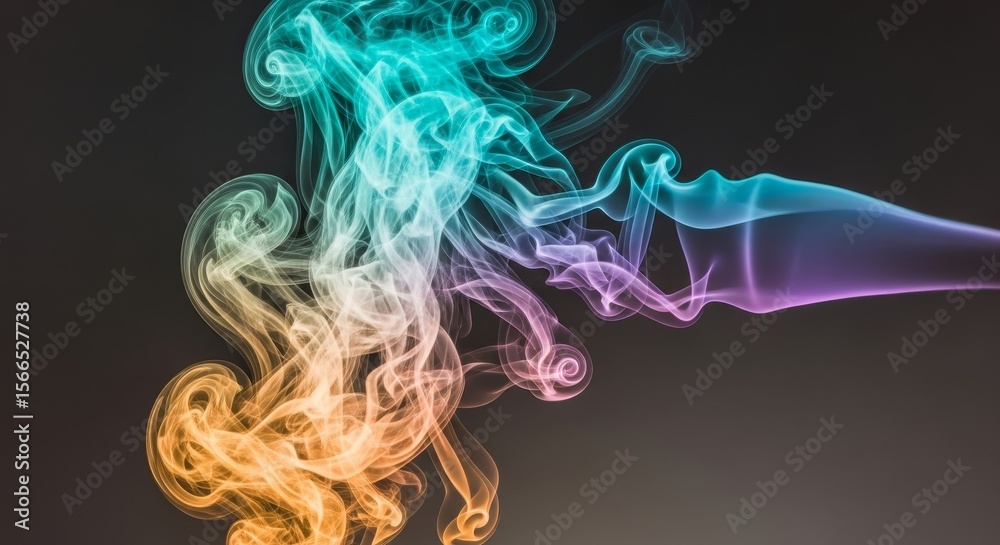 Obraz premium Vibrant Smoke Swirls - Abstract of colorful smoke, symbolizing freedom, creativity, energy, mystery, and transformation