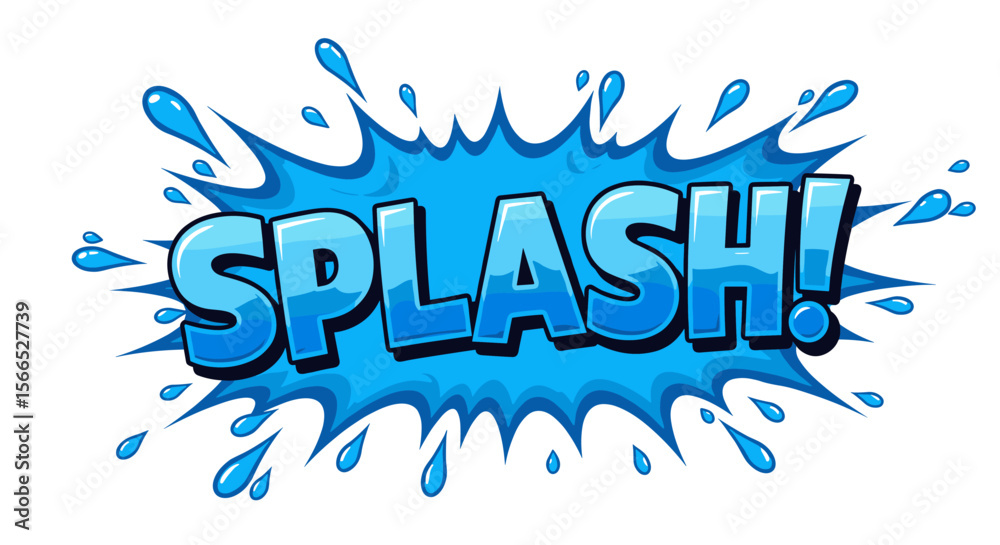 Fototapeta premium Splash text in blue comic pop art style vector illustration for fun designs and posters