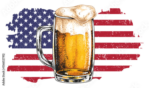 Enjoying a cold beer against a patriotic backdrop