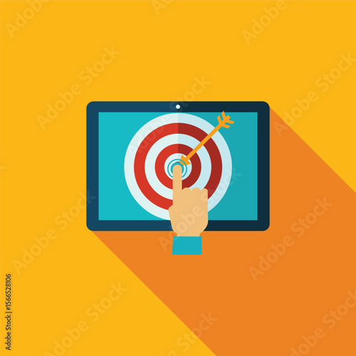 Target Marketing Concept – Hand Touching Bullseye on Digital Screen