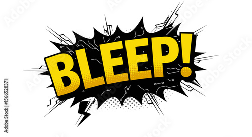 Comic style pop art explosion vector illustration with bleep text for humor and fun designs