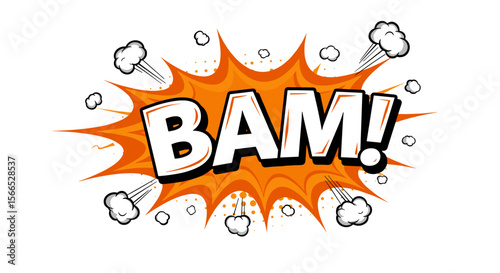 Comic style explosion vector illustration featuring "bam" text for fun and dynamic designs
