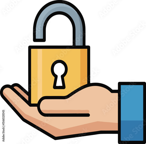 Hand holding a padlock representing security protection privacy safety and encryption