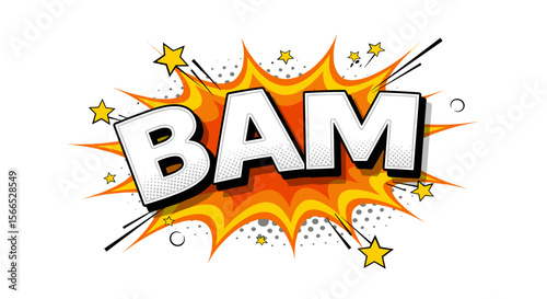 Comic style explosion with bam text vector illustration for posters and pop art designs