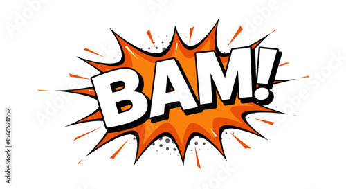 Cartoon explosion effect with "bam!" comic text vector illustration for pop art design