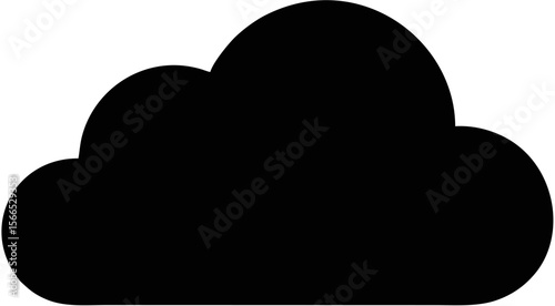 Cloud Silhouette Icon – Black Vector for Weather, Data Storage, and Forecast Symbols
