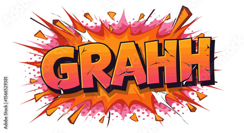 Comic style vector illustration of exploding graffiti text for graphic design