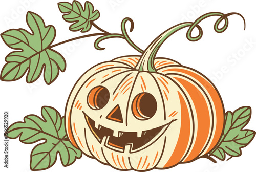 Halloween Pumpkin Illustration for Holiday and Party Designs. High Quality Halloween Pumpkin for Seasonal Creative Projects. Spooky Halloween Pumpkin Artwork for Digital and Print Media