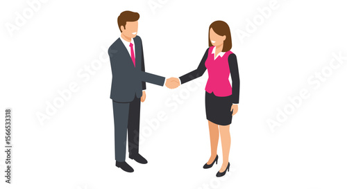 Professional business handshake vector illustration in isometric style for design and presentation