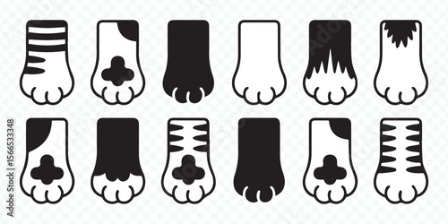 adorable feline pawprints vector set featuring various patterns for cat lover projects and animal-themed artwork
