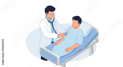 Medical checkup vector illustration in hospital room for healthcare design