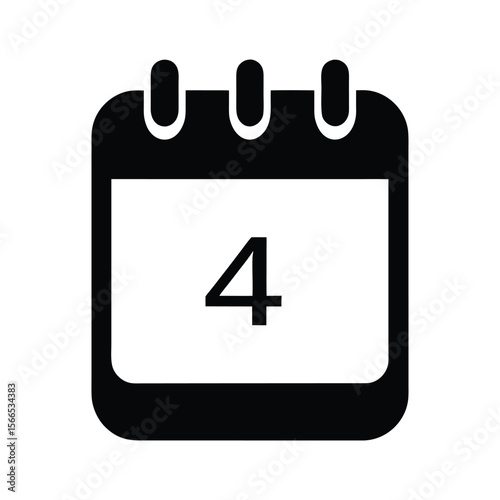 a minimalist flat design icon of a calendar (4) page silhouette vector illustration on white background march