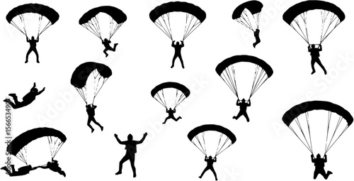 vector silhouette of skydiver background .Generative AI
