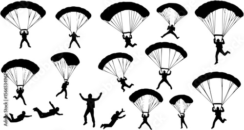 vector silhouette of skydiver background .Generative AI
