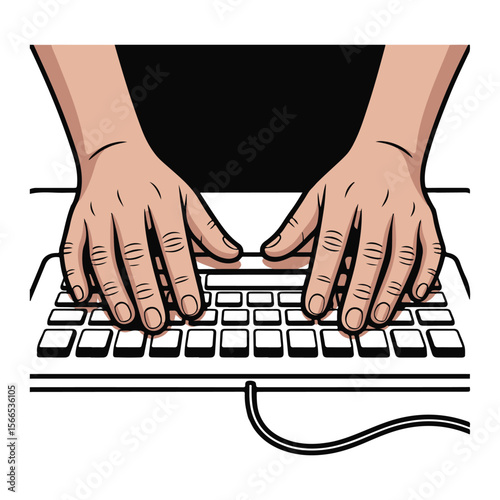 Close up of a person s hands typing on a computer keyboard with a black background