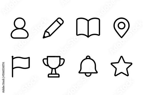 Collection of essential user interface icons for design projects, vector illustration
