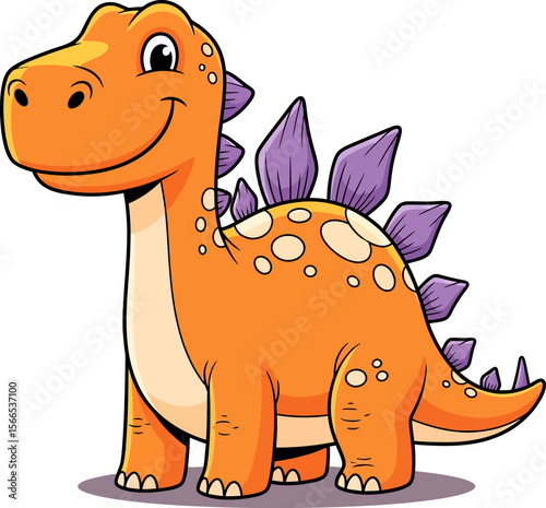 Cute Orange Stegosaurus Dinosaur with Purple Spikes