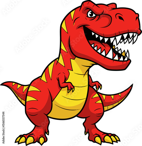Angry Red Tyrannosaurus Rex Cartoon Illustration
