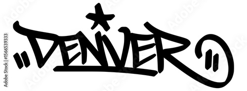 Denver graffiti tag in bold black lettering on transparent background. Clean and creative flow perfect for bold urban designs and expressive visual content