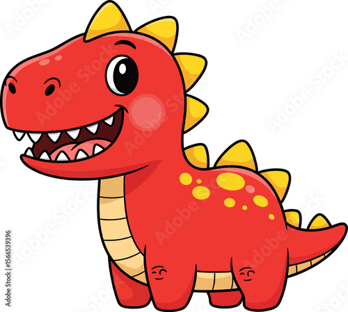 Cute cartoon red baby dinosaur illustration for kids