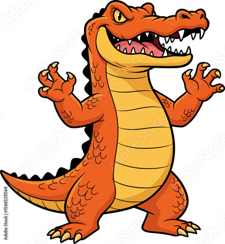 Fierce Orange Alligator Cartoon Illustration